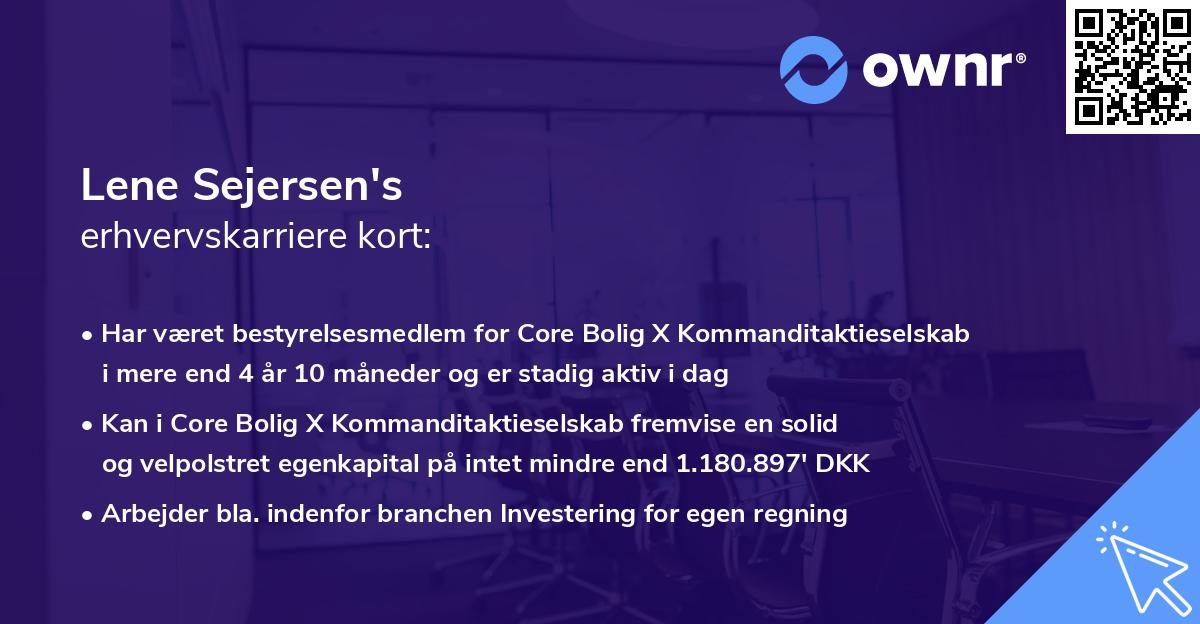 Lene Sejersen's erhvervskarriere kort