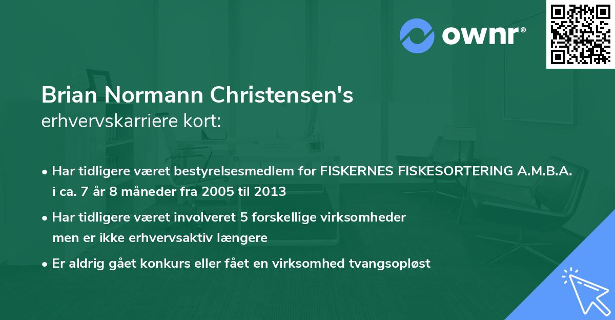 Brian Normann Christensen's erhvervskarriere kort
