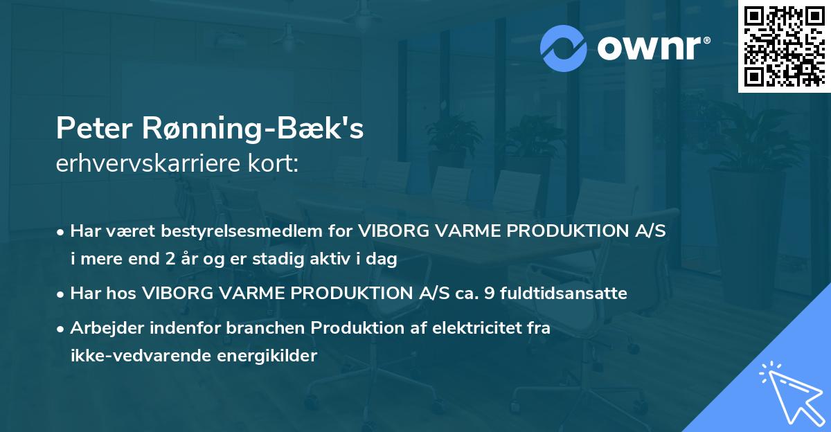 Peter Rønning-Bæk's erhvervskarriere kort