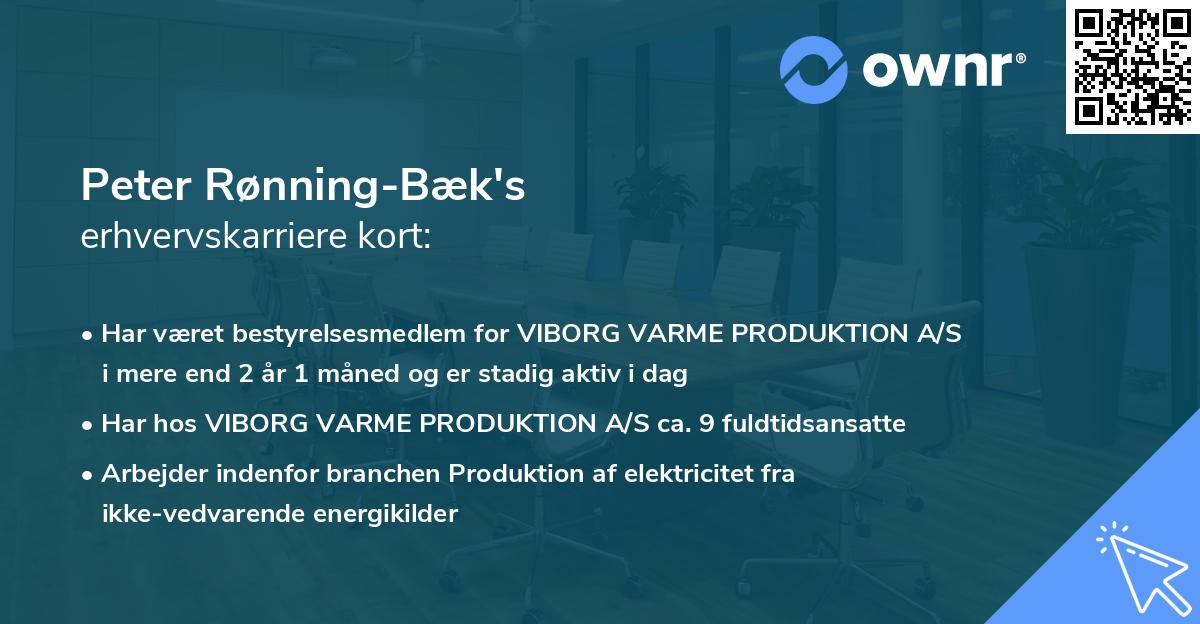 Peter Rønning-Bæk's erhvervskarriere kort