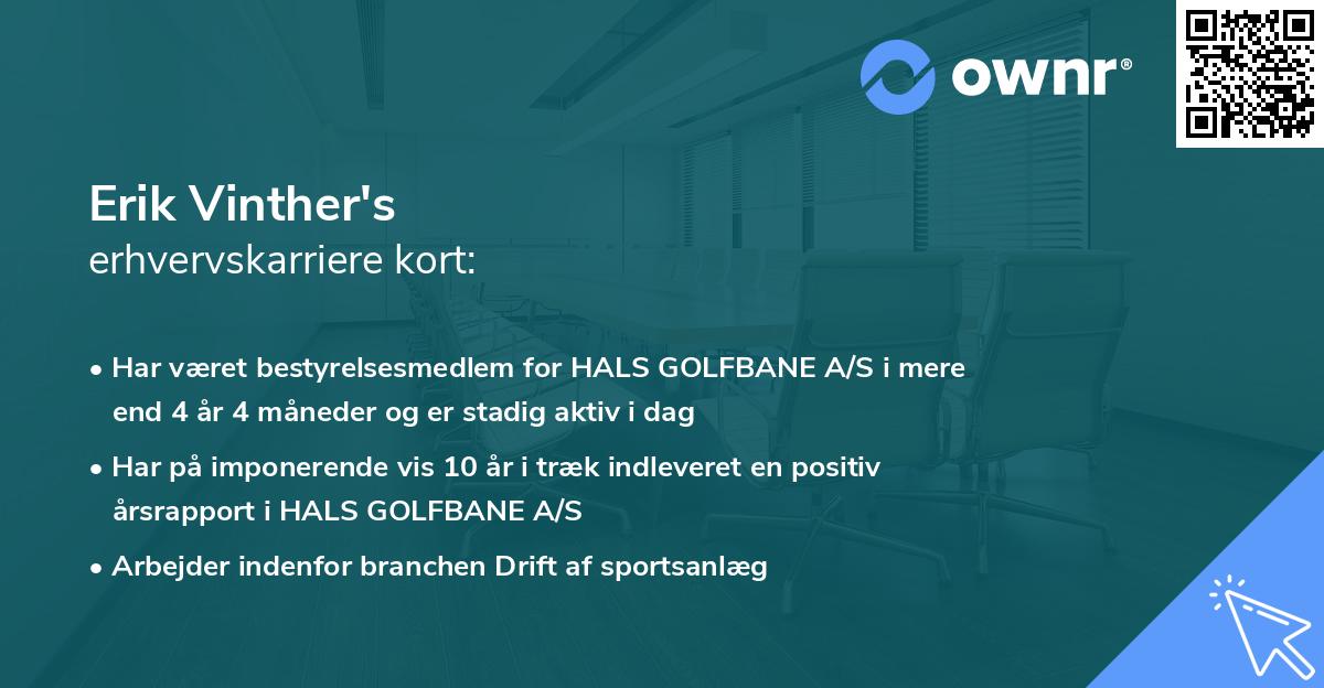 Erik Vinther's erhvervskarriere kort