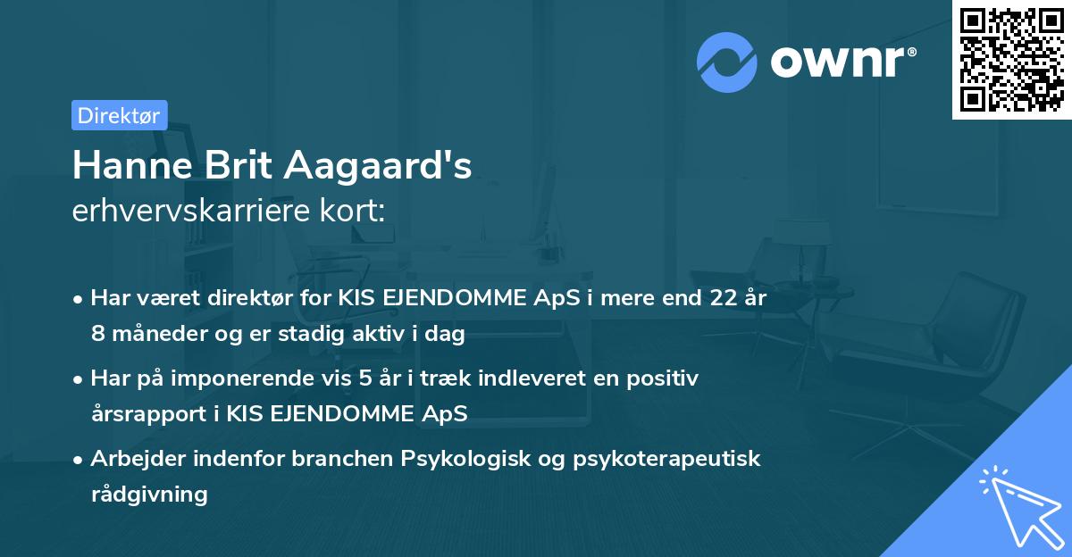 Hanne Brit Aagaard's erhvervskarriere kort