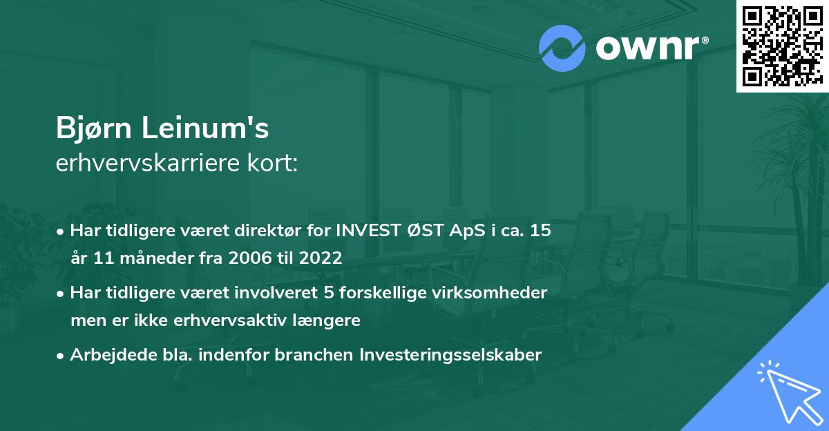 Bjørn Leinum's erhvervskarriere kort