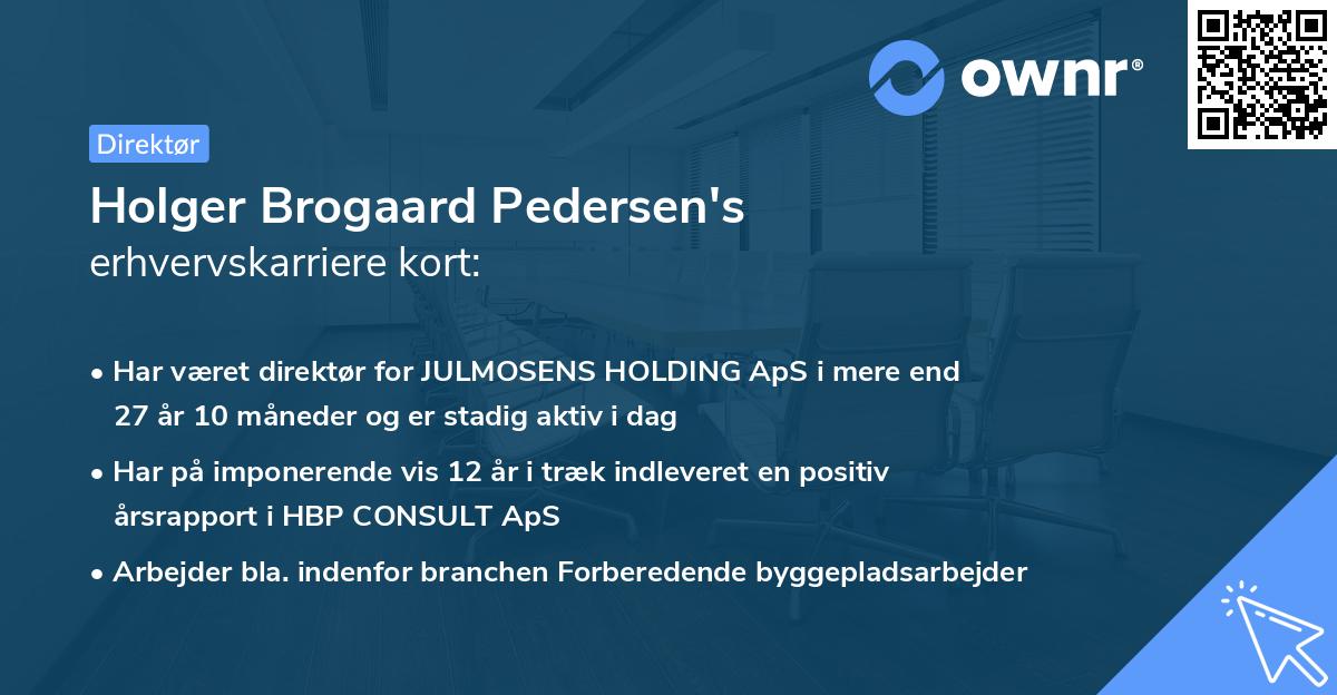 Holger Brogaard Pedersen's erhvervskarriere kort