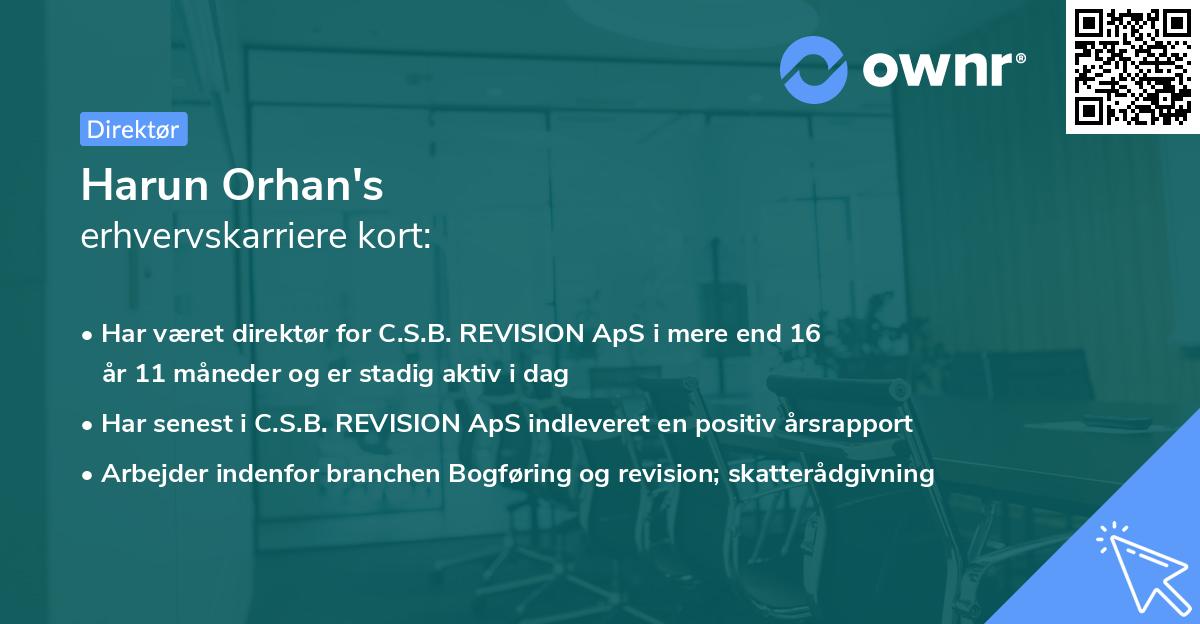 Harun Orhan's erhvervskarriere kort