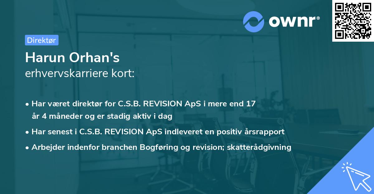 Harun Orhan's erhvervskarriere kort