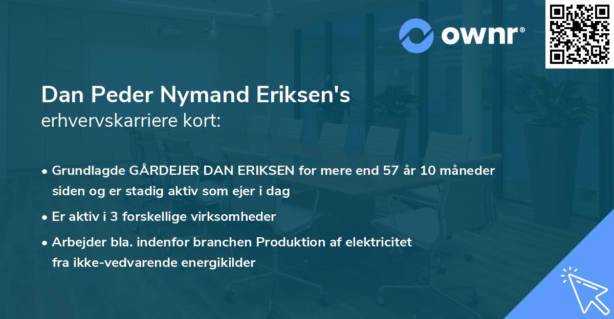 Dan Peder Nymand Eriksen's erhvervskarriere kort