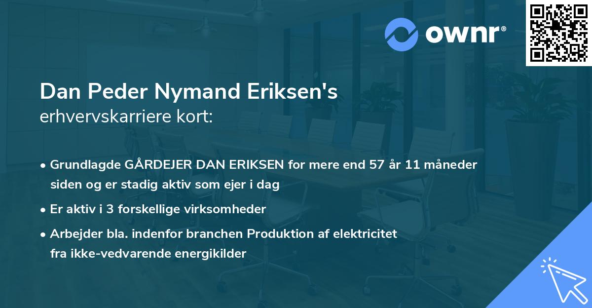 Dan Peder Nymand Eriksen's erhvervskarriere kort
