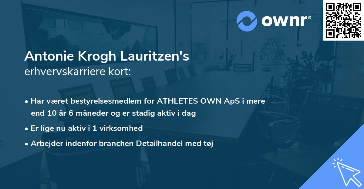 Antonie Krogh Lauritzen's erhvervskarriere kort