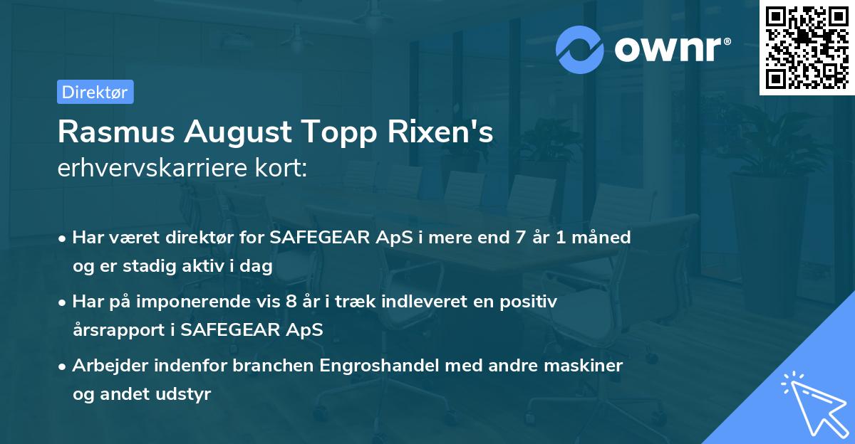 Rasmus August Topp Rixen's erhvervskarriere kort