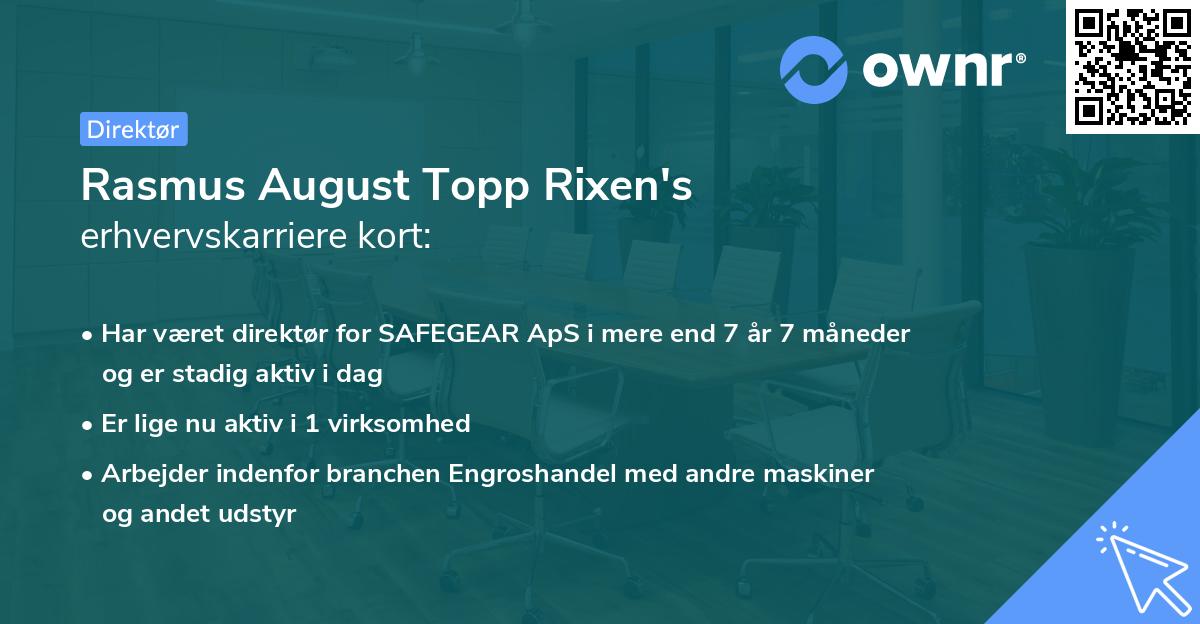 Rasmus August Topp Rixen's erhvervskarriere kort