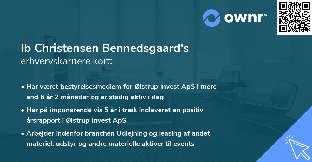Ib Christensen Bennedsgaard's erhvervskarriere kort