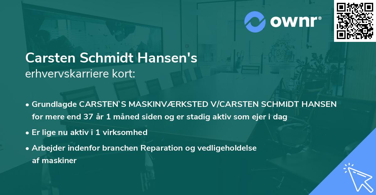 Carsten Schmidt Hansen's erhvervskarriere kort
