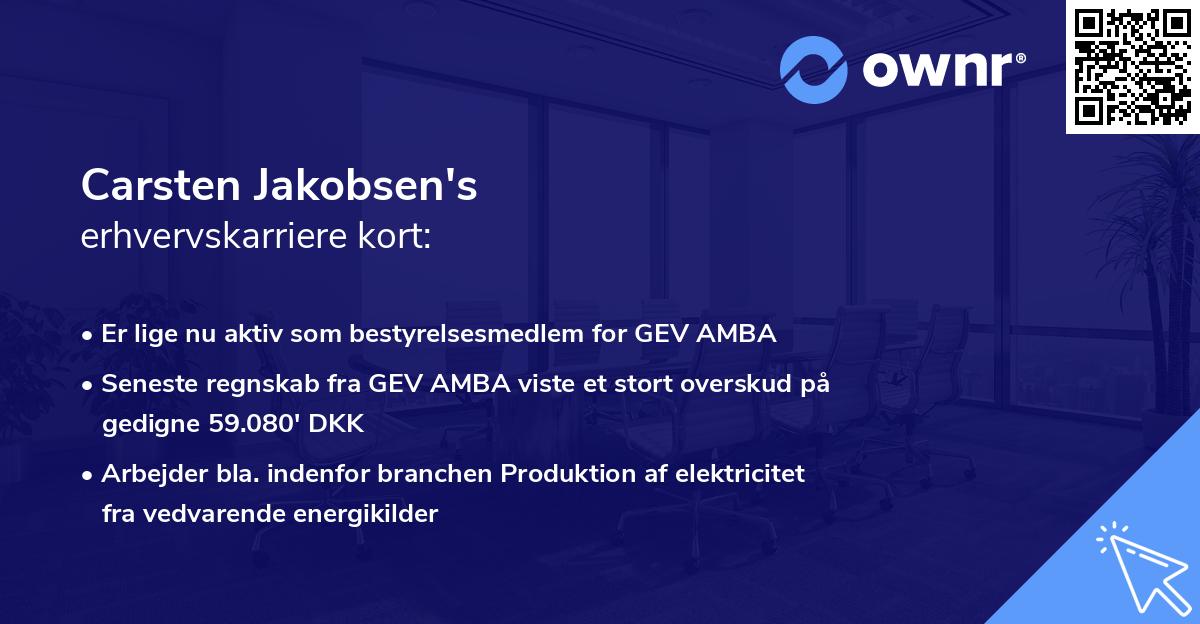 Carsten Jakobsen's erhvervskarriere kort
