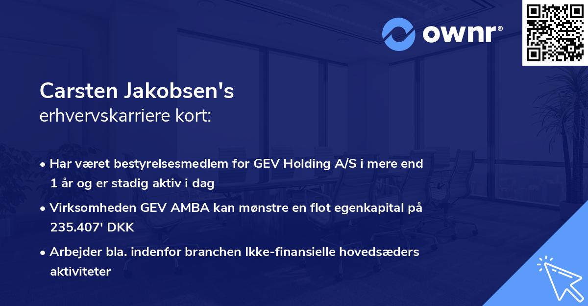 Carsten Jakobsen's erhvervskarriere kort