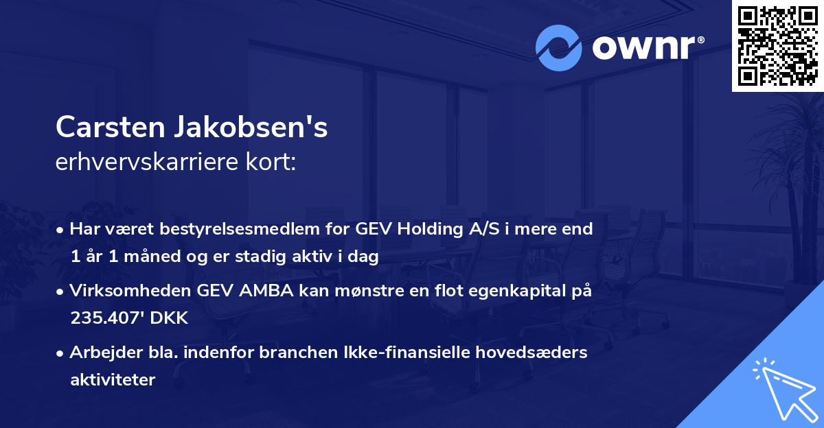 Carsten Jakobsen's erhvervskarriere kort