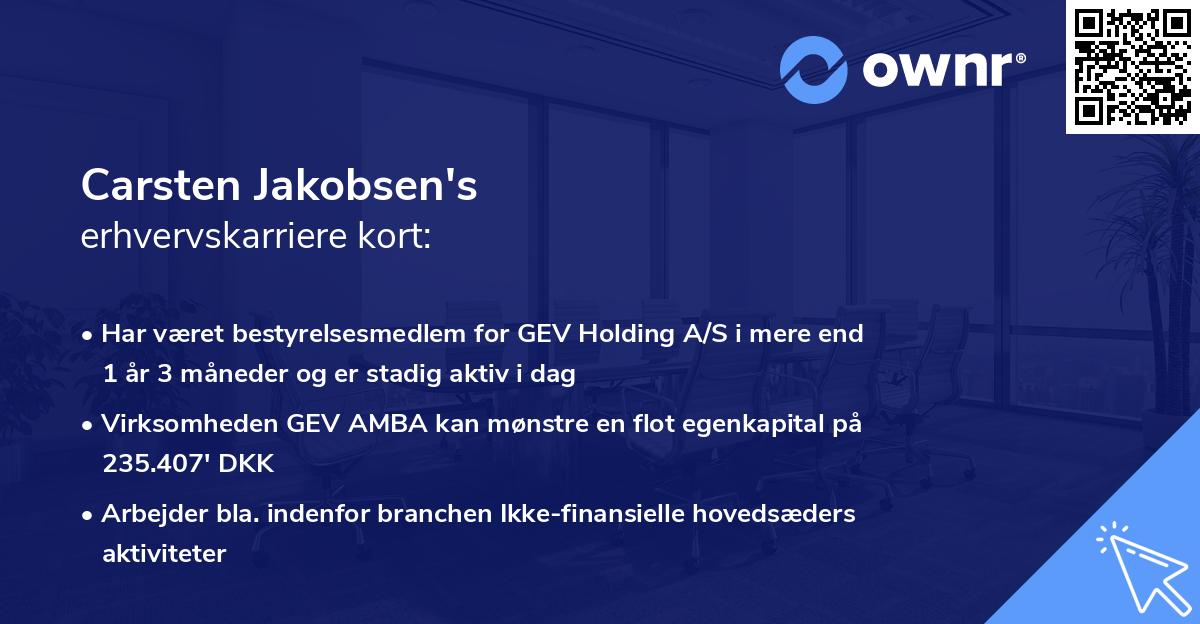 Carsten Jakobsen's erhvervskarriere kort