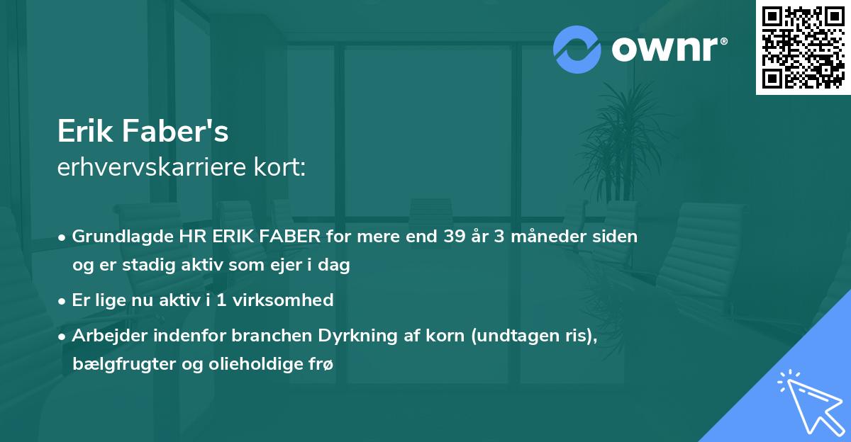 Erik Faber's erhvervskarriere kort