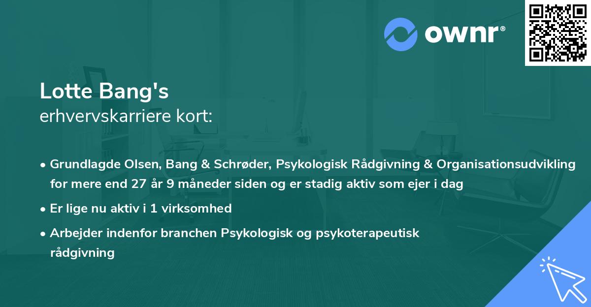 Lotte Bang's erhvervskarriere kort