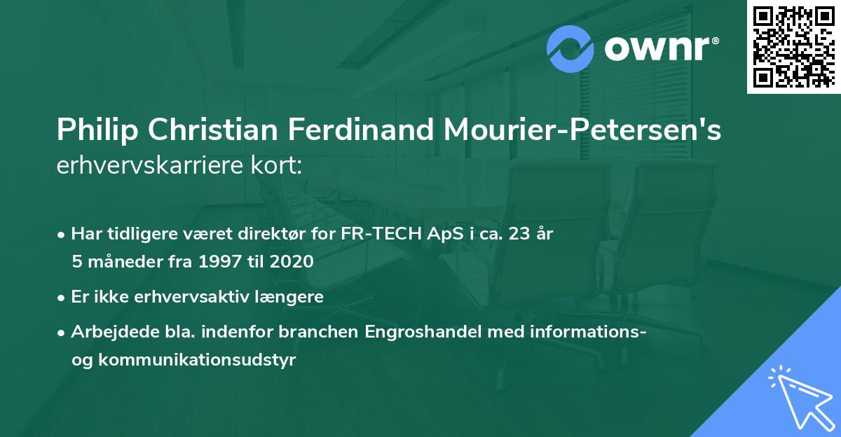 Philip Christian Ferdinand Mourier-Petersen's erhvervskarriere kort