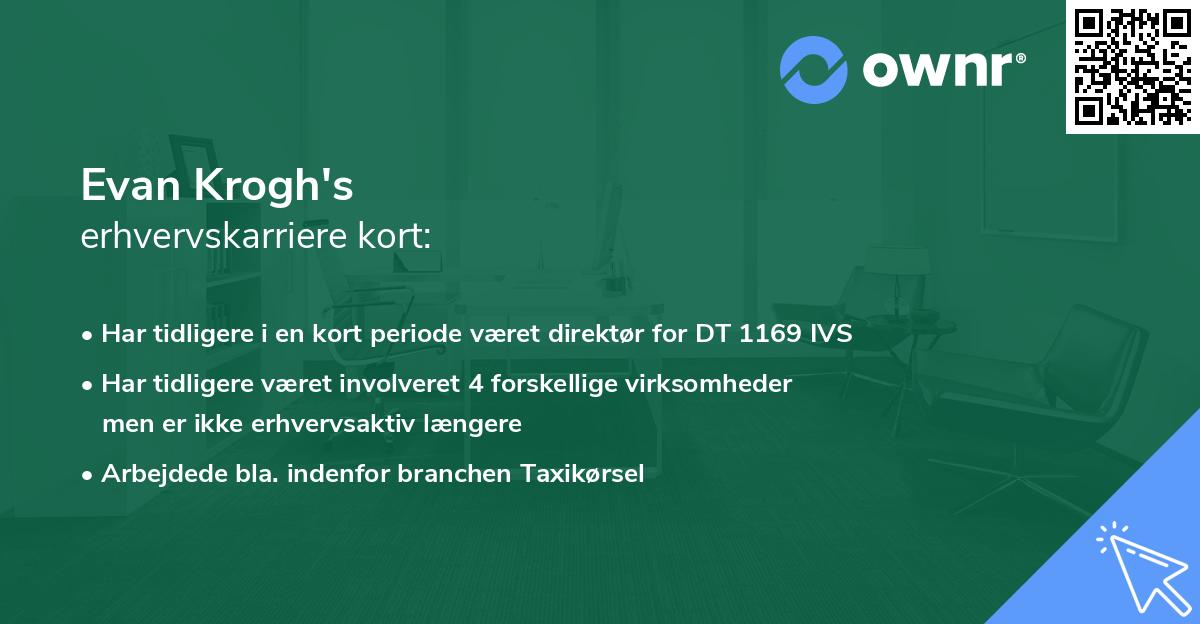 Evan Krogh's erhvervskarriere kort