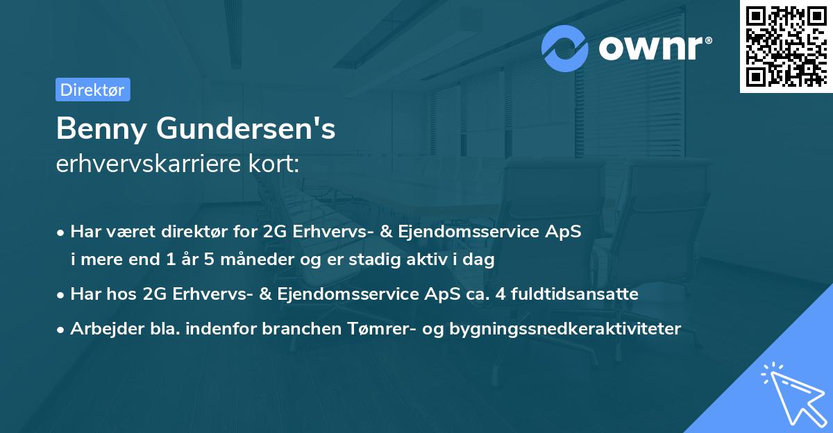 Benny Gundersen's erhvervskarriere kort