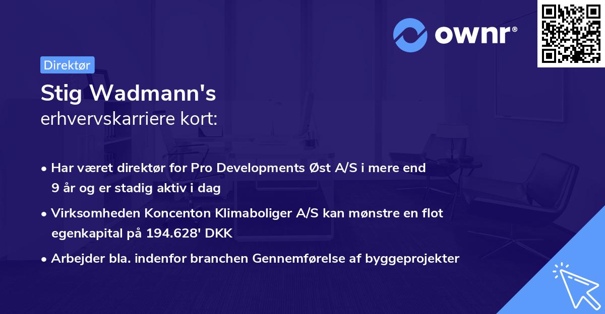 Stig Wadmann's erhvervskarriere kort