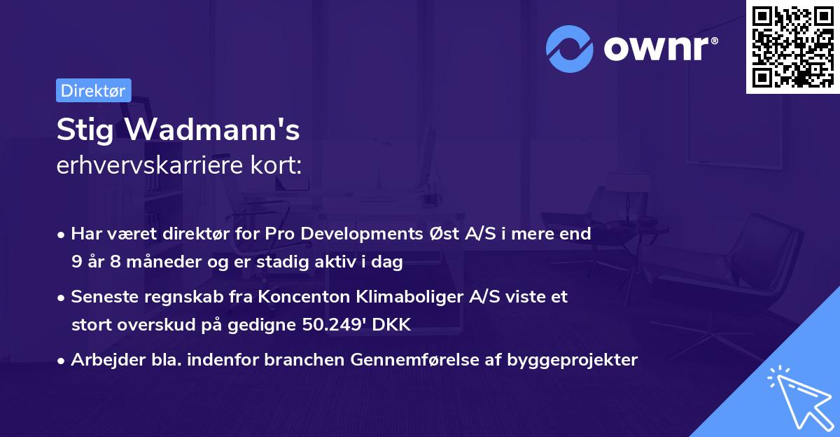 Stig Wadmann's erhvervskarriere kort