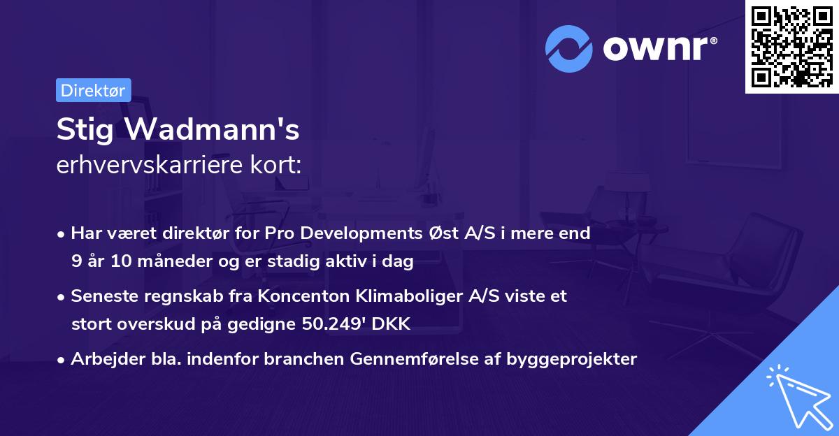Stig Wadmann's erhvervskarriere kort