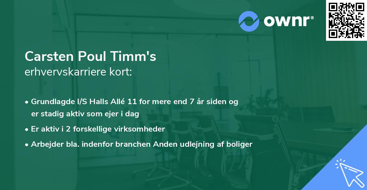 Carsten Poul Timm's erhvervskarriere kort