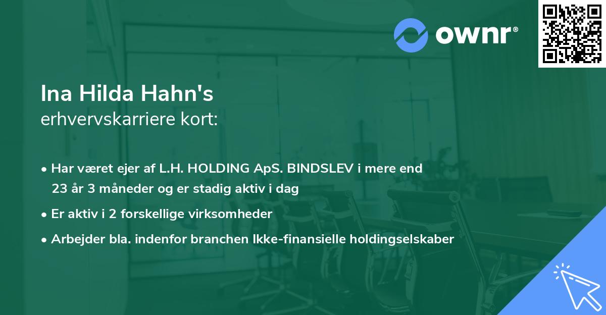 Ina Hilda Hahn's erhvervskarriere kort