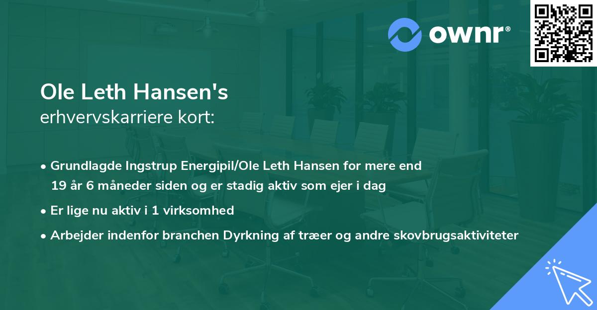Ole Leth Hansen's erhvervskarriere kort