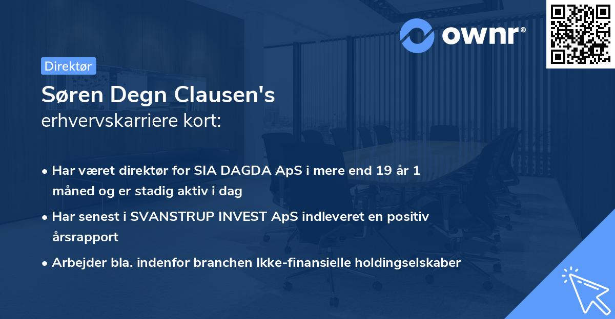 Søren Degn Clausen's erhvervskarriere kort