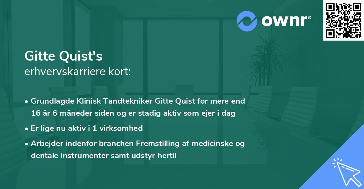 Gitte Quist's erhvervskarriere kort