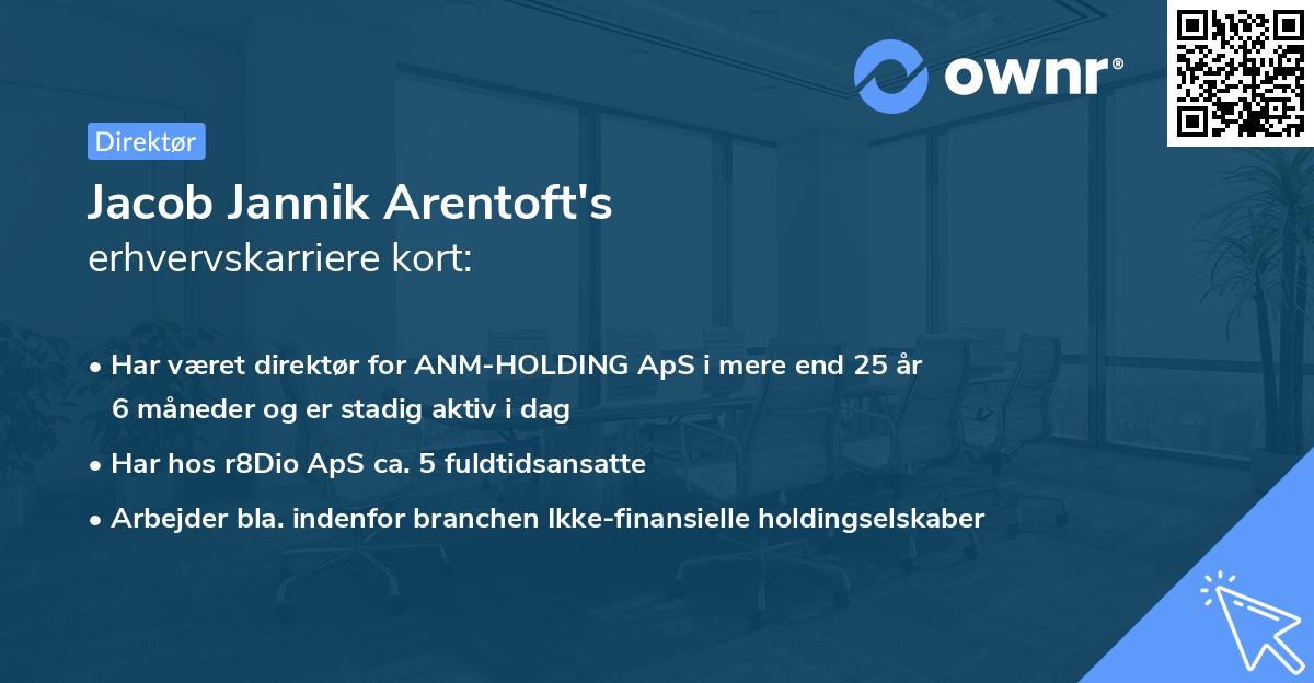 Jacob Jannik Arentoft's erhvervskarriere kort