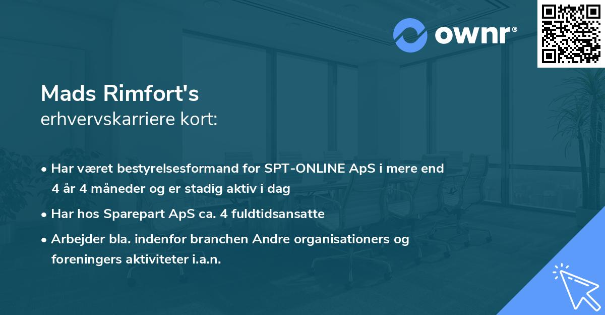 Mads Rimfort's erhvervskarriere kort