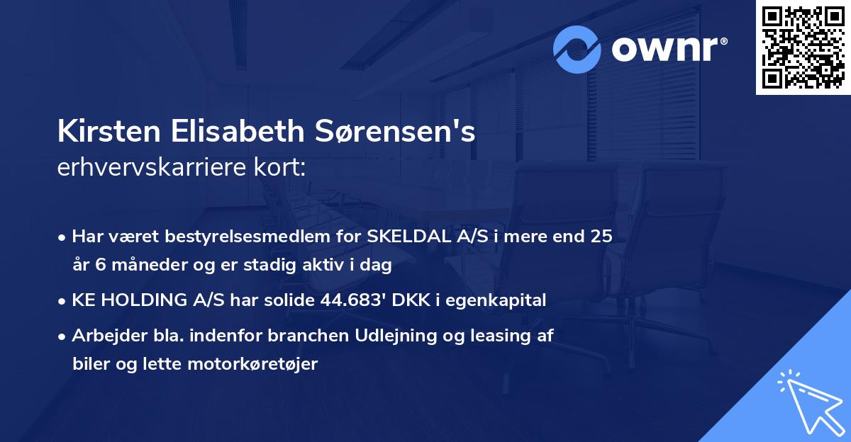 Kirsten Elisabeth Sørensen's erhvervskarriere kort