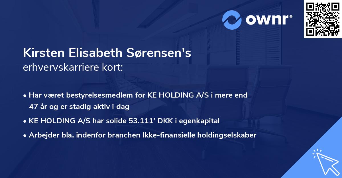 Kirsten Elisabeth Sørensen's erhvervskarriere kort