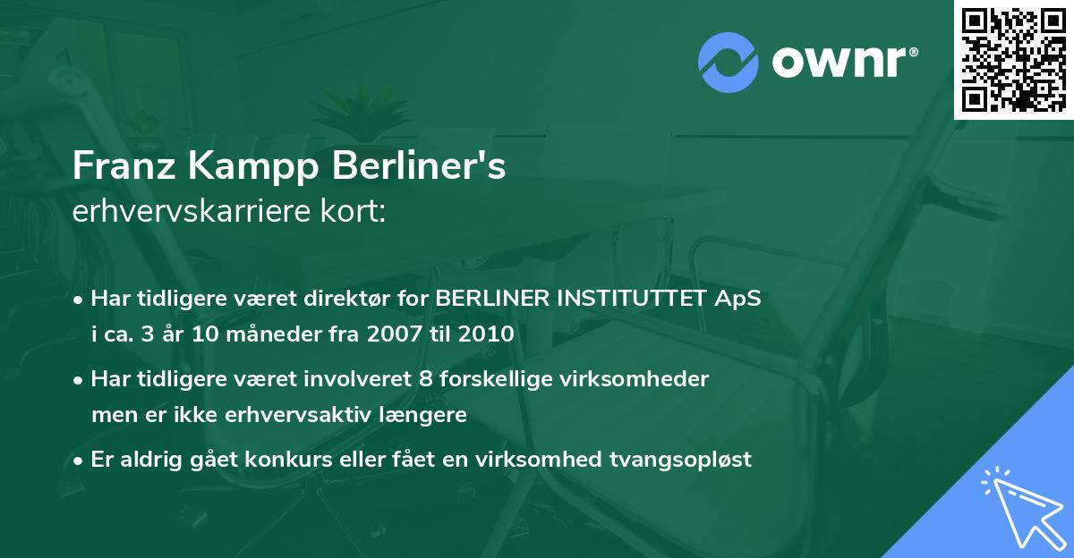 Franz Kampp Berliner's erhvervskarriere kort