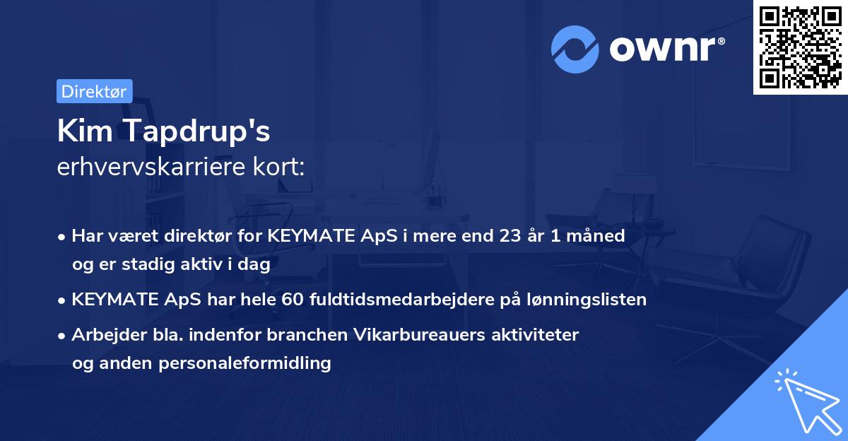 Kim Tapdrup's erhvervskarriere kort