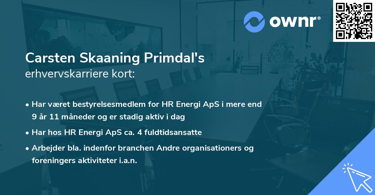 Carsten Skaaning Primdal's erhvervskarriere kort