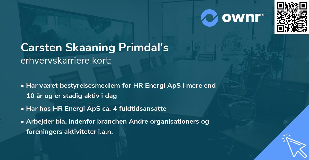 Carsten Skaaning Primdal's erhvervskarriere kort