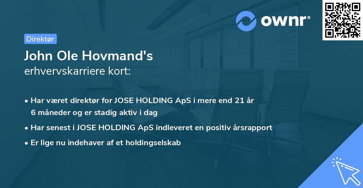 John Ole Hovmand's erhvervskarriere kort