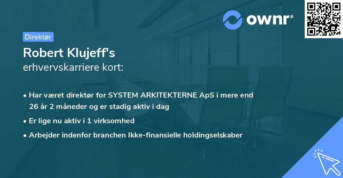Robert Klujeff's erhvervskarriere kort