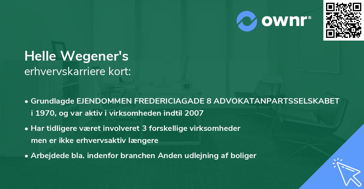 Helle Wegener's erhvervskarriere kort