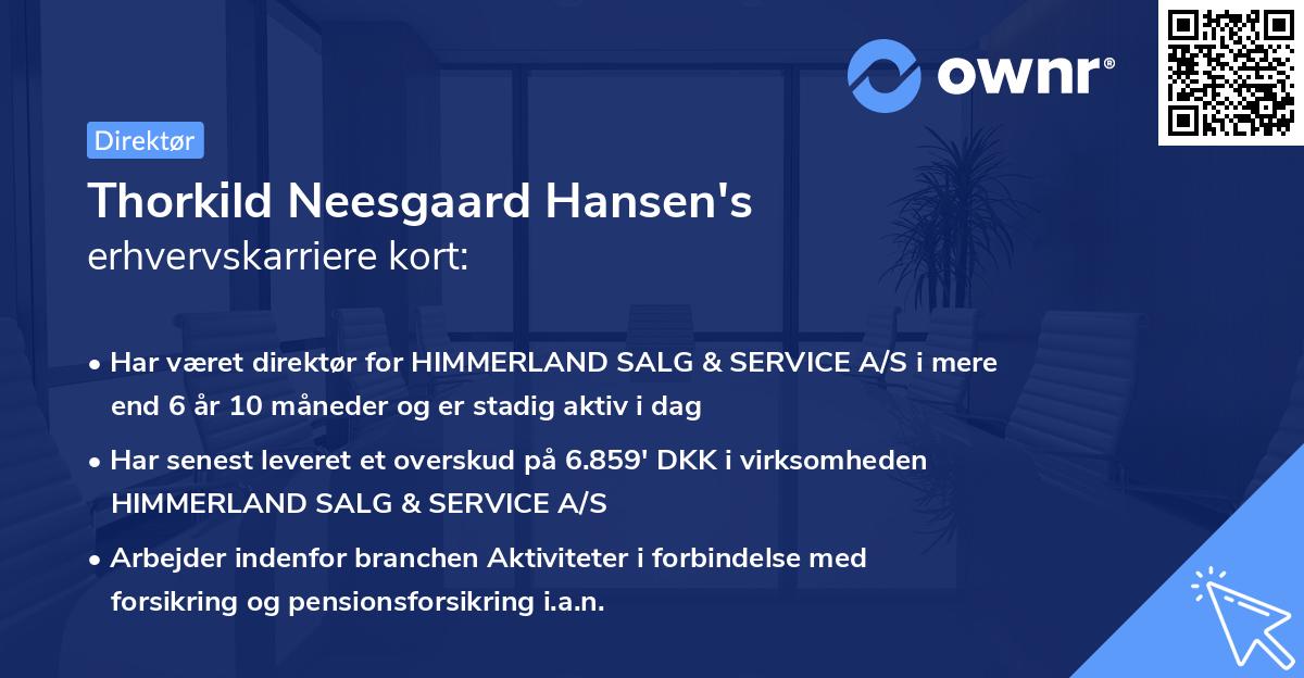 Thorkild Neesgaard Hansen's erhvervskarriere kort