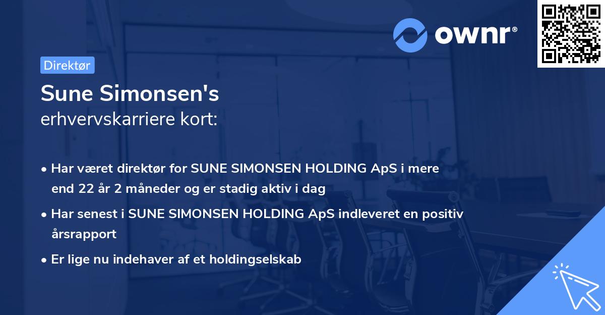 Sune Simonsen's erhvervskarriere kort