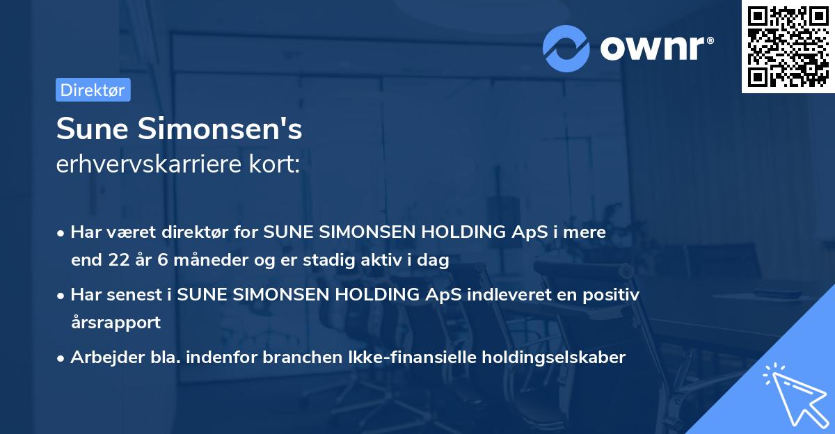 Sune Simonsen's erhvervskarriere kort