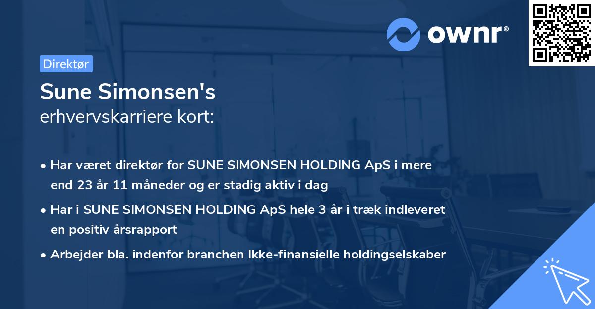 Sune Simonsen's erhvervskarriere kort