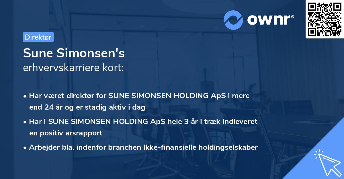 Sune Simonsen's erhvervskarriere kort